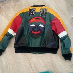 Phase 2 Colorful Leather Jacket with Mask Design
